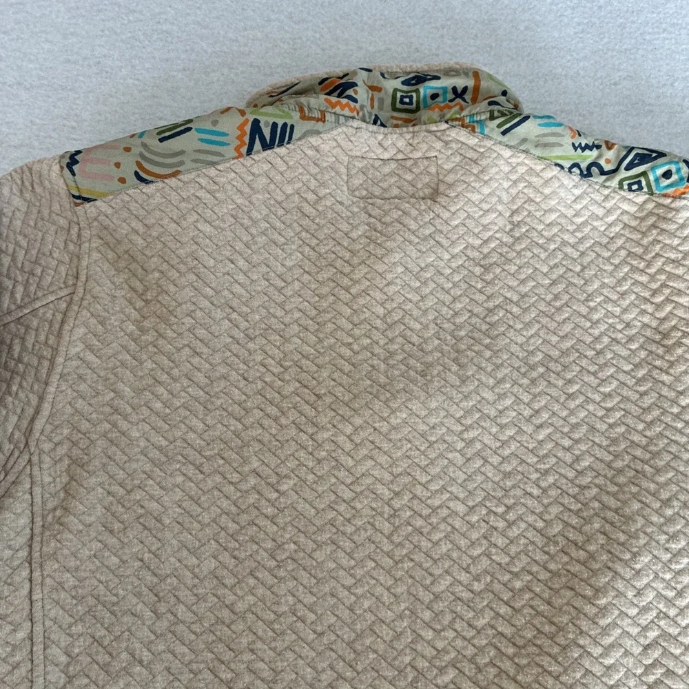 Chubbies‎ The Sandstorm Quilted Sweatshirt Beige Chevron Quarter 1/4 Zip Medium